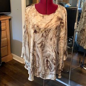 Brown multicolored loose flowing blouse